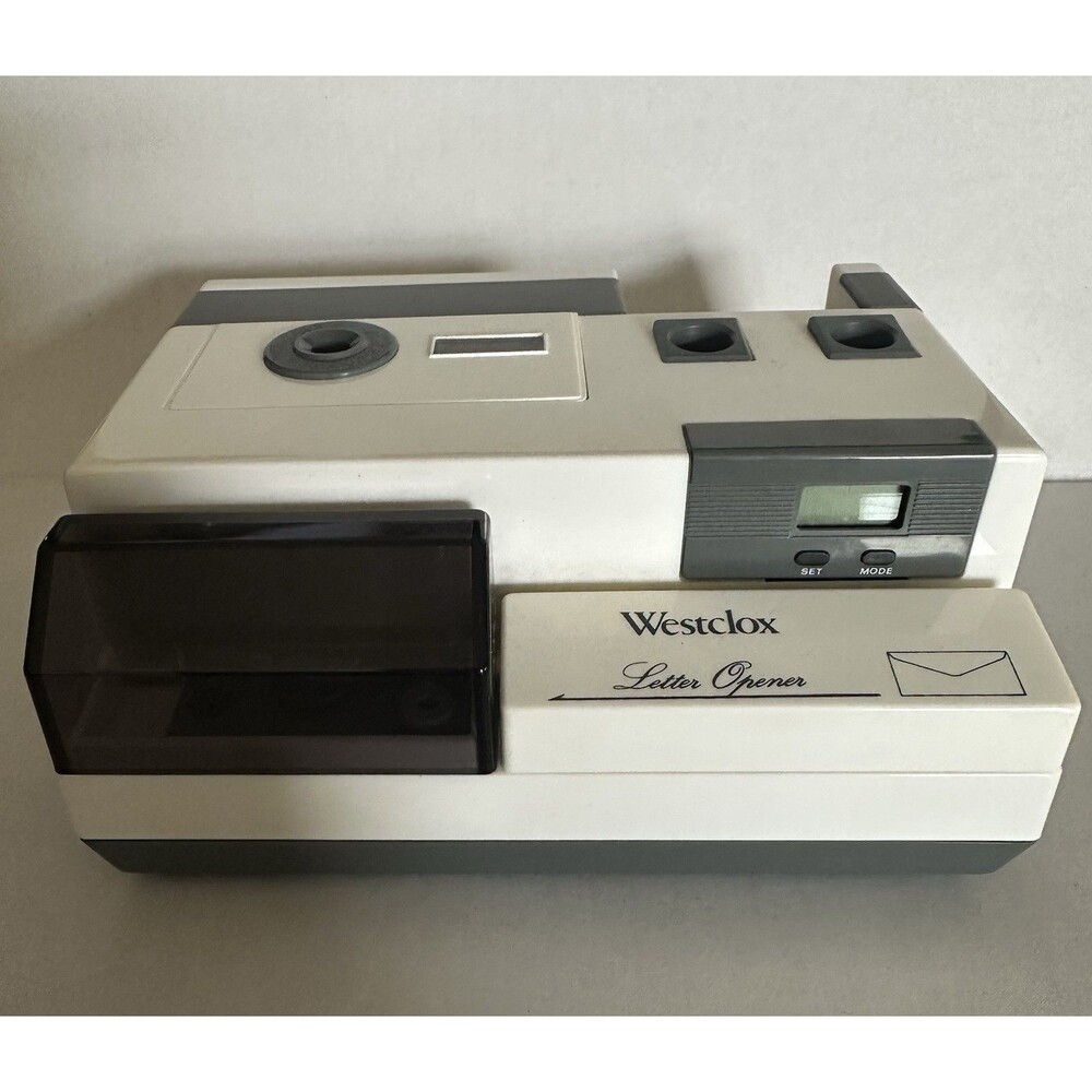 Vintage Westclox 4 in 1 Letter Opener Pencil Sharpener Tape Dispenser LCD Clock - Picture 3 of 16